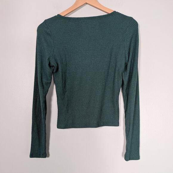 Hollister Milkmaid Sweater Top L Green Babydoll Bow Y2K Renaissance Whimsigoth - Picture 3 of 10